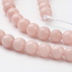 Light Salmon Natural Mashan Jade Round Beads Strands, Dyed, Light Salmon, 4mm, Hole: 1mm, about 98pcs/strand, 15.7 inch