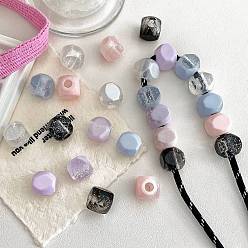 (52) Непрозрачная лаванда Непрозрачные акриловые бусины, кубические, с блеском порошок, разноцветные, 15.9x19.8x20 мм, отверстие : 6.2 мм