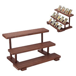 Верблюжий 3-уровневые деревянные подставки для показа ювелирных изделий, прямоугольный многоярусный держатель с прорезями для карточек, верблюжие, 39.5x25x20.5 см