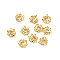 Настоящее золото 24K Spacer бисер латунные, цветок, долговечный, без свинца и без кадмия, стойки покрытие, реальный 24 k позолоченный, 5.7x1.5 мм, отверстие : 1.6 мм