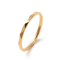 Настоящее золото 18K Ионное покрытие (ip) 304 кольцо из нержавеющей стали, с кубического циркония, реальный 18 k позолоченный, 1.5 мм, размер США 7 (17.3 мм)