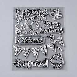 Others Plastic Stamps, for DIY Scrapbooking, Photo Album Decorative, Cards Making, Stamp Sheets, Birthday Themed Pattern, 180x130~145x3mm