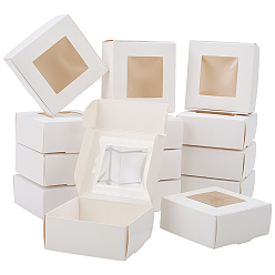 Белый Квадратные бумажные коробки с прозрачным окошком, для упаковки мыла, белые, 7x7x3 см, 20 шт