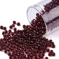 (2153) Black Cherry Lined Dark Amber TOHO Round Seed Beads, Japanese Seed Beads, (2153) Black Cherry Lined Dark Amber, 8/0, 3mm, Hole: 1mm, about 222pcs/bottle, 10g/bottle