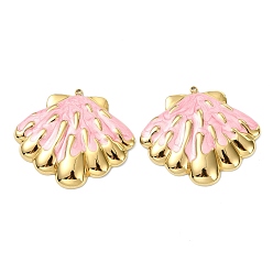 Shell Shape Океан 304 эмалированные подвески из нержавеющей стали, вакуумное покрытие pvd, реальный 18 k позолоченный, подвески в форме ракушек, 39.5x45x6 мм, отверстие : 1.8 мм