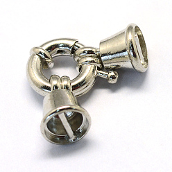 Platinum Alloy Spring Sets, with Cord End Cap, Platinum, 30x13x5mm, Half Hole: 5.5x2mm