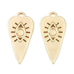 Golden 304 Stainless Steel Pendants, Heart with Evil Eye Charms, Rack Plating, Long-Lasting Plated, Golden, 23x11x1.5mm, Hole: 1.8mm