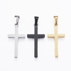 Couleur Mélangete Pendentifs en acier inoxydable, croix latin , couleur mixte, 304mm, Trou: 29.5x15x2.5mm