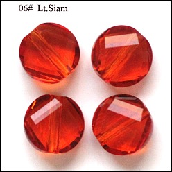 Красный Имитация Австрийские кристаллические шарики, класс AAA, граненые, плоско-круглые, красные, 6x3.5 мм, отверстие : 0.7~0.9 мм