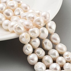 PapayaWhip Natural Cultured Freshwater Pearl Beads Strands, Two Sides Polished, PapayaWhip, 11~12mm, Hole: 0.7mm, about 16pcs/strand, 7.28 inch(18.5cm)