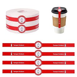 Red Copperplate Paper Stickers, Tamper Evident Cup Sealing Stickers, Red, 225x25x0.1mm, about 500pcs/roll