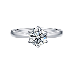 Platinum Brass Rhinestone Plain Rings, Flat Round, Platinum, No Size
