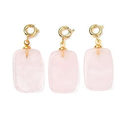 Розовый Кварц Украшения из натурального розового кварца, с латунными весной кольцевых застежками, золотые, прямоугольные, 30.5~31.5 мм