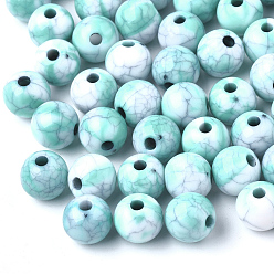 Светло-Синий Бисера треск акриловые, бусы из искусственного камня, круглые, голубой, 7~7.5 мм, Отверстие : 2 мм , около 1900 шт / 500 г