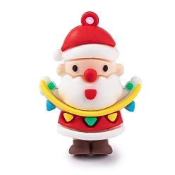 Santa Claus Пластиковые подвески из пвх, Новогодняя тема, Дед Мороз, 53x38.5x20 мм, отверстие : 3.5 мм