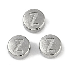 Letter Z Антикоррозийные 304 шарики из нержавеющей стали, плоские круглые с буквы, цвет нержавеющей стали, Письмо Z, 7x3.8 мм, отверстие : 1.8 мм
