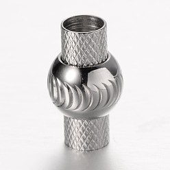 Edelstahl Farbe Anlaufgeschützt 304 Edelstahl-Magnetverschlüsse mit einklebbaren Enden, Runde, Edelstahl Farbe, 20x11.5 mm, Bohrung: 6 mm