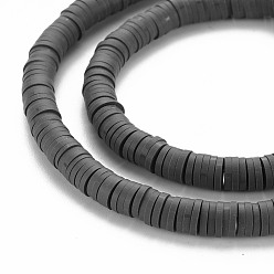Gray Handmade Polymer Clay Bead Strands, Heishi Beads, Disc/Flat Round, Gray, 6x0.5~1mm, Hole: 2mm, about 320~447pcs/strand, 15.74 inch~16.92 inch