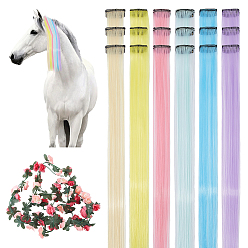 (52) Непрозрачная лаванда Накладные волосы, синтетический парик на заколках, искусственная цветочная лоза из пластика и ткани, разноцветные, 490~500 мм