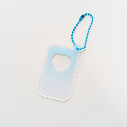 Deep Sky Blue Gradient Acrylic Disc Pendant Decoration, with Ball Chains, for DIY Keychain Pendant Ornaments, Mobile Phone Shape, Deep Sky Blue, 70x40mm