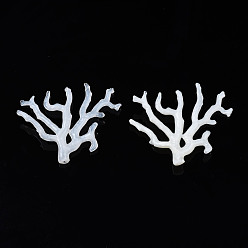 Кремово-белый Акриловые подвески, Стиль имитация драгоценных камней, половину отверстия, бол, кремово-белые, 40~46x46~53x9~13 мм, отверстие : 1.4 мм