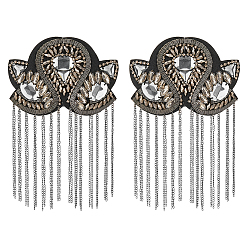 Черный Цвет Металла 2шт. железный и фетровый модный эполет с кисточками, съемный плечевой значок, с акрилом и находкой ccb, аксессуары для одежды своими руками, металлический черный , 180x115x5.5 мм