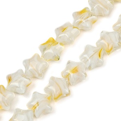 Снежный Ручной работы тысячецветник стеклянные бусины нитки, звезда, снег, 11~12x12x7~8 мм, отверстие : 0.8 мм, около 49~50 шт / нитка, 19.88~20.28'' (50.5~51.5 см)