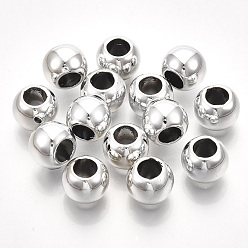 с Платиновым Покрытием Уф-покрытие пластиковых бус, круглые, с покрытием платиным, 17.5~18x12.5 мм, отверстие : 9.5 мм