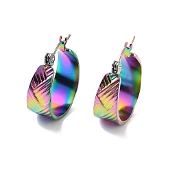 Rainbow Color Ионное покрытие (ip) 304 толстые серьги-кольца из нержавеющей стали для женщин, Радуга цветов, 22x19.5x8 мм, штифты : 0.5 мм