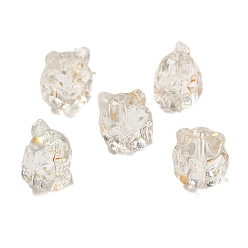 Лимонный шифон Прозрачные стеклянные бусины, градиент цвета, лиса, лимонный шифон, 16x14x12.5 мм, отверстие : 1.5 мм