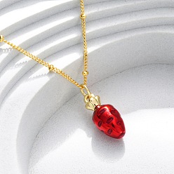 Carrot Латунные ожерелья с эмалевым кулоном из огнеупорного кирпича для женщин, реальный 18 k позолоченный, морковь, 17.80 дюйм (45.2 см)