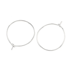 Platino Real Plateado Componentes para pendientes de aro de latón Shegrace, anillos encanto de cristal del vino, sin cadmio y níque y plomo, Platino verdadero plateado, 24x19.5x0.8~3.5 mm