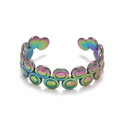 Rainbow Color Rainbow Color Ion Plating(IP) 304 Stainless Steel Flat Round Wrap Open Cuff Ring for Women, US Size 8 1/4(18.3mm)