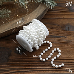 Round Plastic Bead, for Party Decoration, Round, 8mm, 5m/roll