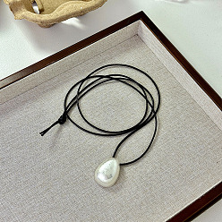 Платина Подвеска в форме капли из сплава, регулируемый черный вощеный шнурок для ожерелья, платина, 39.37 дюйм (100 см), Кулон : 20x27 мм