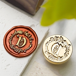 Letter V Золотая восковая печать, латунная головка штампа, цветок с буквенным узором, для сургучной печати, Буква V, 24x14 мм, внутренний диаметр: 7 мм
