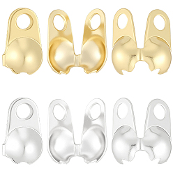 Real Gold Plated & Stainless Steel Color 300Pcs 2 Colors 304 Stainless Steel Bead Tips, Calotte Ends, Clamshell Knot Cover, Real Gold Plated & Stainless Steel Color, 5x3.5mm, Hole: 1mm, Inner Diameter: 2.5mm, 150pcs/colors