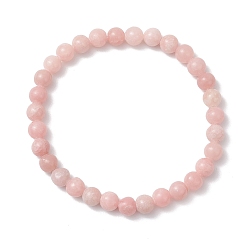 Розовый Опал Женские браслеты из круглых бусин с натуральным розовым опалом, бусина : 6.5 mm, внутренний диаметр: 2-1/4 дюйм (5.85 см)