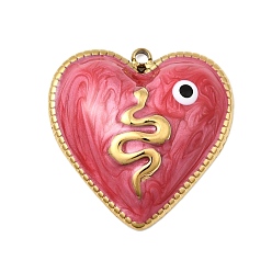 Сердце 304 прелести нержавеющей стали, злые глаза, с эмалью, ионное покрытие (ip), реальный 18 k позолоченный, сердце, 25.5x25x6 мм, отверстие : 1.6 мм