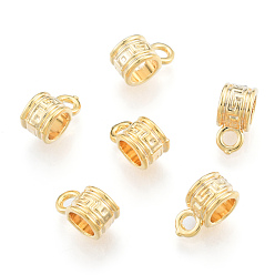 Real 18K Gold Plated Brass Tube Bails, Loop Bails, Bail Beads For European Chains, Rondelle, Nickel Free, Real 18K Gold Plated, 11x5.5x6.5mm, Hole: 1.8mm, Inner Diameter: 4.5mm