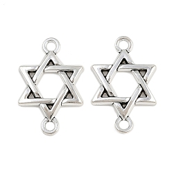 Античное Серебро Подвески из сплава в тибетском стиле, звезда Давида ссылки, античное серебро, 25.5x16.5x1.5 мм, отверстие : 2 мм, Около 833 шт / 1000 г