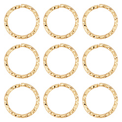 Настоящее золото 18K 30 шт. Латунные открытые прыжковые кольца, алмазная огранка текстурированная круглая, реальный 18 k позолоченный, 15 датчик, 14x1.5 мм, внутренний диаметр: 11 мм