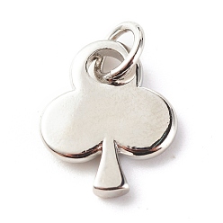 Платина Латунные подвески, с целью перехода в кольце, без кадмия и без свинца, клубная карта, лист, платина, 14.5x12x2 мм, отверстие : 4.4 мм