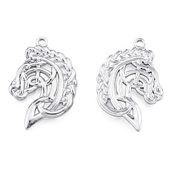 Нержавеющая Сталь Цвет Не тускнеющие 201 подвески из нержавеющей стали, лошадь, цвет нержавеющей стали, 31.5x22.5x2 мм, отверстие : 2.7 мм