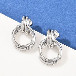 Нержавеющая Сталь Цвет 304 серьги-гвоздики из нержавеющей стали с поворотным кольцом, ручная полировка, цвет нержавеющей стали, 22.5x15 мм