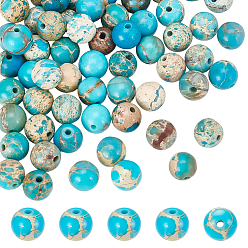 Бирюза 3 нити из окрашенного натурального регалита/императорской яшмы/морского осадка яшмы, круглые, бирюзовые, 8 мм, отверстие : 1.2 мм, около 23 шт / нитка, 7.64 дюйм (19.4 см)