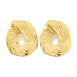 Настоящее золото 14K Ионное покрытие (ip) 304 серьги-гвоздики из нержавеющей стали для женщин, самородки с текстурированной, реальный 14 k позолоченный, 36x30.5 мм