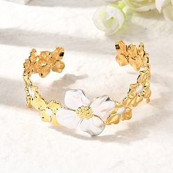 Цветок 304 женские браслеты-манжеты из нержавеющей стали, реальный 18 k позолоченный и цвет нержавеющей стали, цветок, внутренний диаметр: 1-7/8x2-3/8 дюйм (4.8x6 см)