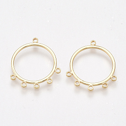 Настоящее золото 18K Бронзовая люстра компонентов ссылки, без никеля , реальный 18 k позолоченный, кольцо, 20x18x1 мм, отверстие : 1.2 мм