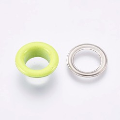 Green Yellow Iron Grommet Eyelet Findings, for Bag Making, Flat Round, Platinum, Green Yellow, 16.3x5mm, Inner Diameter: 10mm